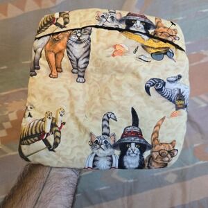 Handmade Cat-Themed Fabric Pouch Bag Unique Pet Lover‎ Gift Idea DIY MYOG Custom
